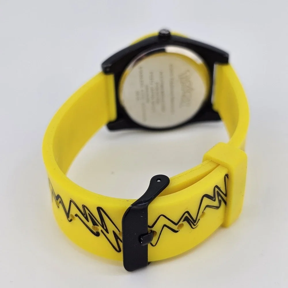 Pokemon Analog Watch 36MM Pikachu Dial‎ Black Yellow Plastic Bands New Battery
